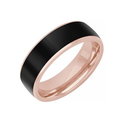 Men's Chroma 7mm Polished Black Ceramic Inlay Wedding Band in 14k Rose Gold